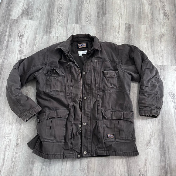 BIG SMITH Heavy Canvas Jacket Men's L Brown  Cotton Workwear fleece lined Cotton - Picture 1 of 14